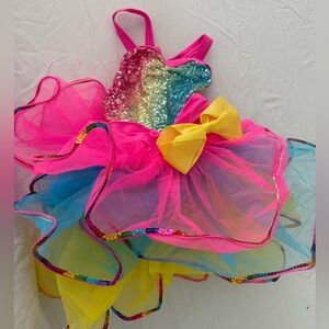 Colorful Kids Costume with Sequins and Bow